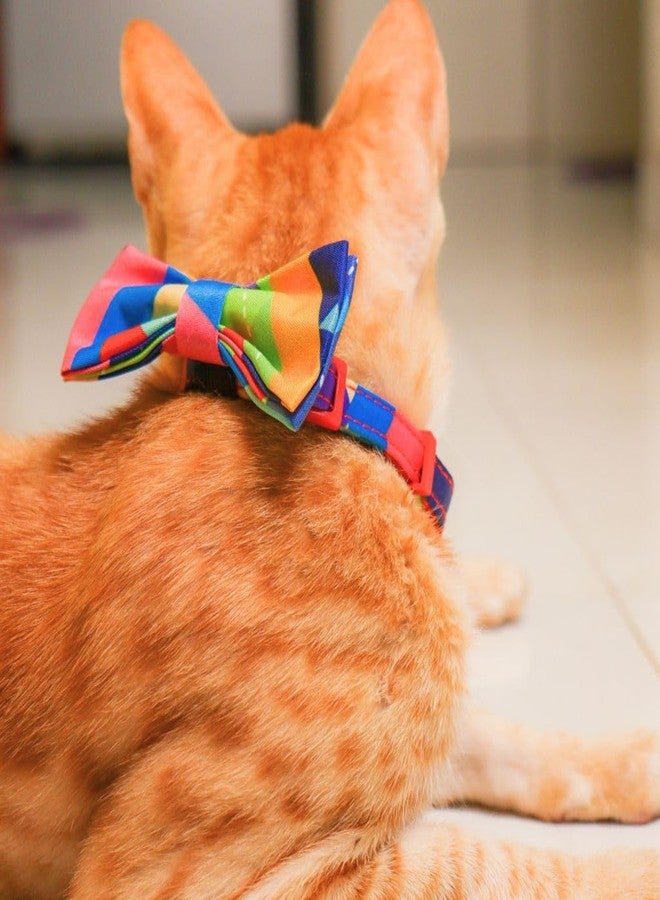 A+a Pets' Soft Handmade Cotton Bow Design Everyday Adjustable Cat Collar with Easy Open Safety Buckle for Cats, Kitten, Puppy and Small Animals (Multi) - Image 3